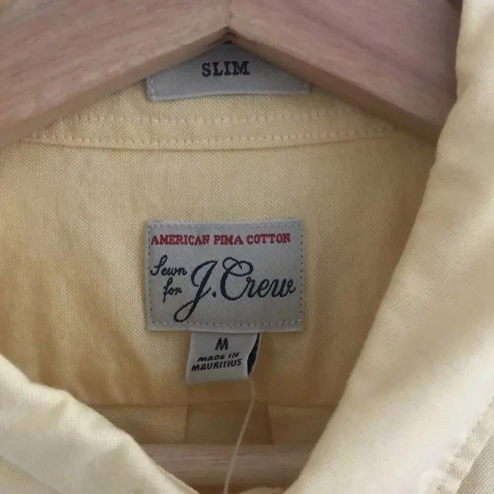 NWT JCrew Slim Fit Yellow Button Down Shirt Mens M 100% Cotton